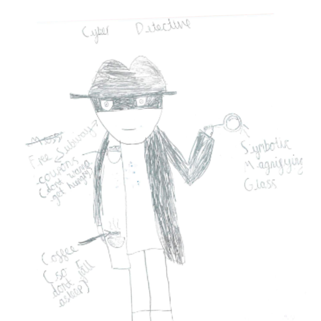 Drawing of a cyber detective for blueprint for All
